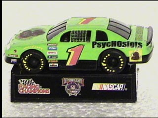 On a NASCAR display stand.